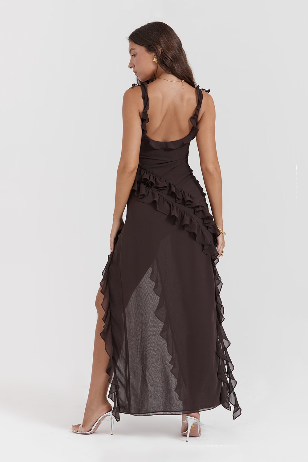 Ariela Ruffle Maxi Espresso