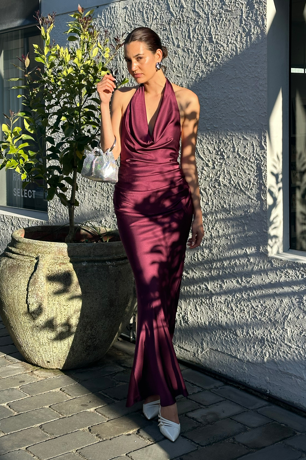 Penelope Cowl Neck Gown Mulberry