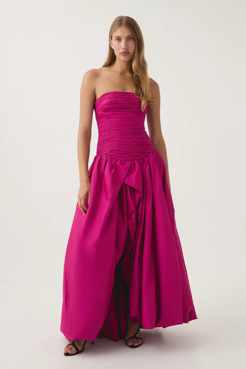 Violette Bubble Hem Magenta Maxi