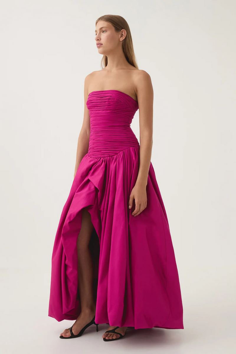 Violette Bubble Hem Magenta Maxi