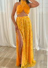 *BUY NOW* Embellished Silk Two-Piece Tangerine