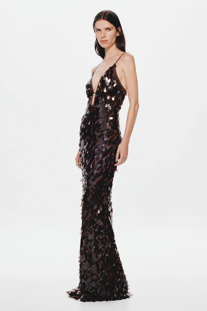 Sapphire Sequin Maxi Brown