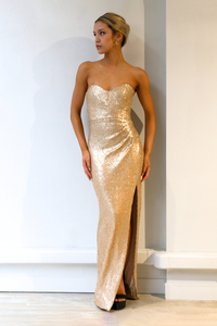 *BUY NOW* Adele Sequin Gown Champagne | XS, S