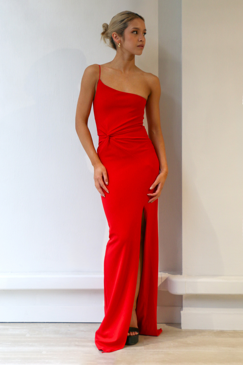 Lust One Shoulder Gown Red