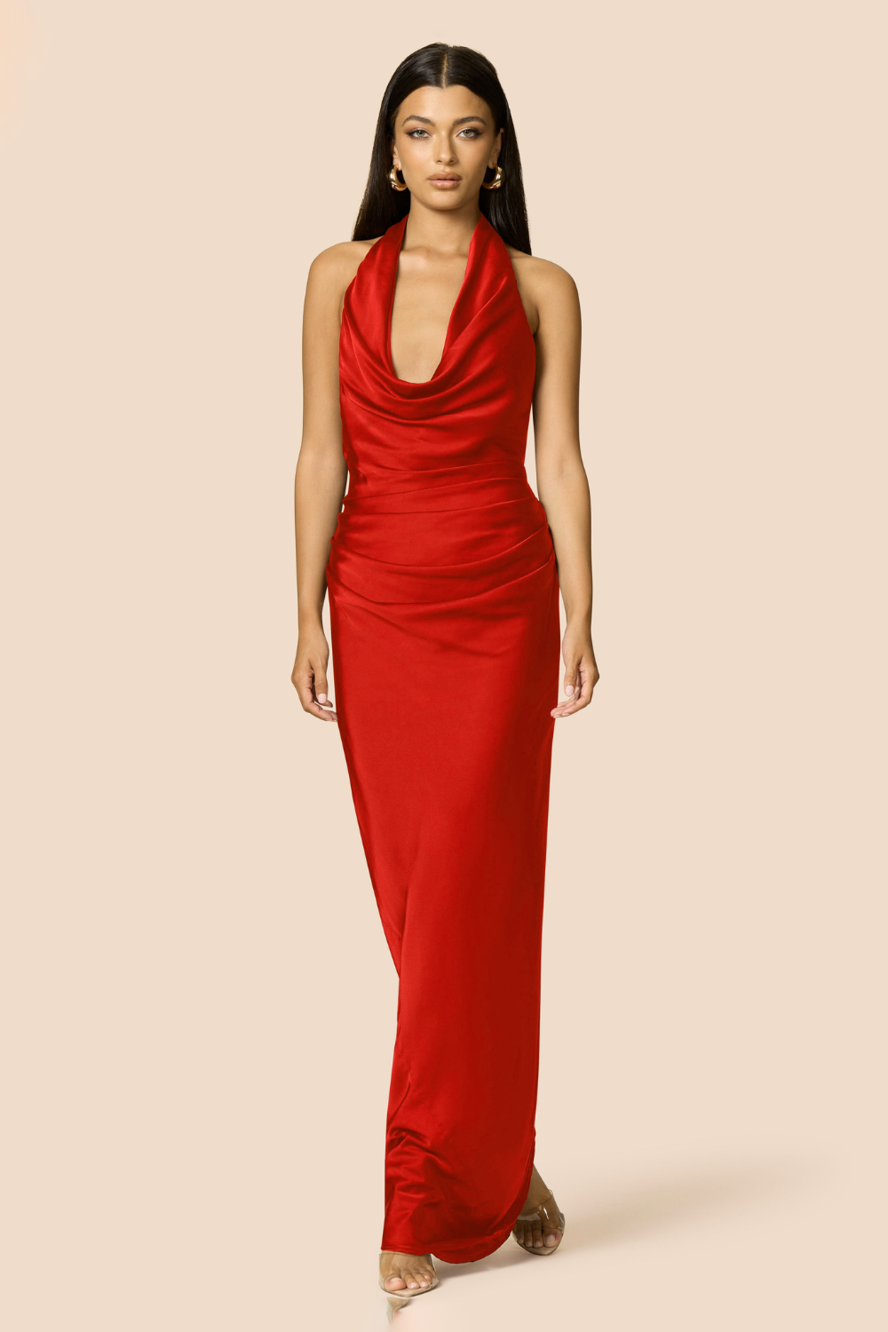 Penelope Cowl Neck Gown Cherry