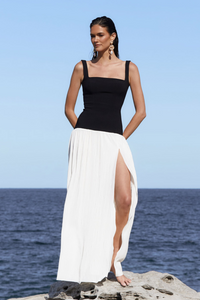 *BUY NOW* Desiree Square Neck Maxi Black/White | Size S,L, XL, XXL