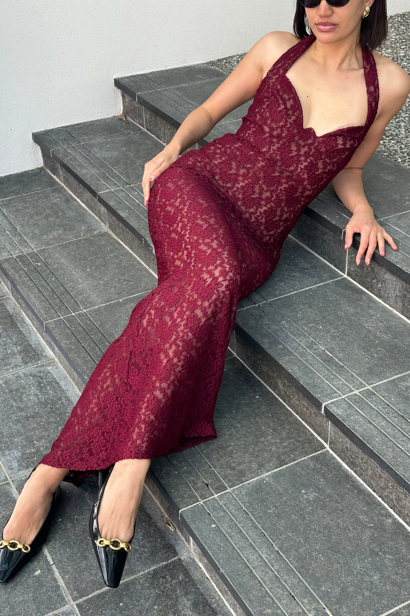 nookie red lace dress Red Paris Lace Midi Dress By Nookie