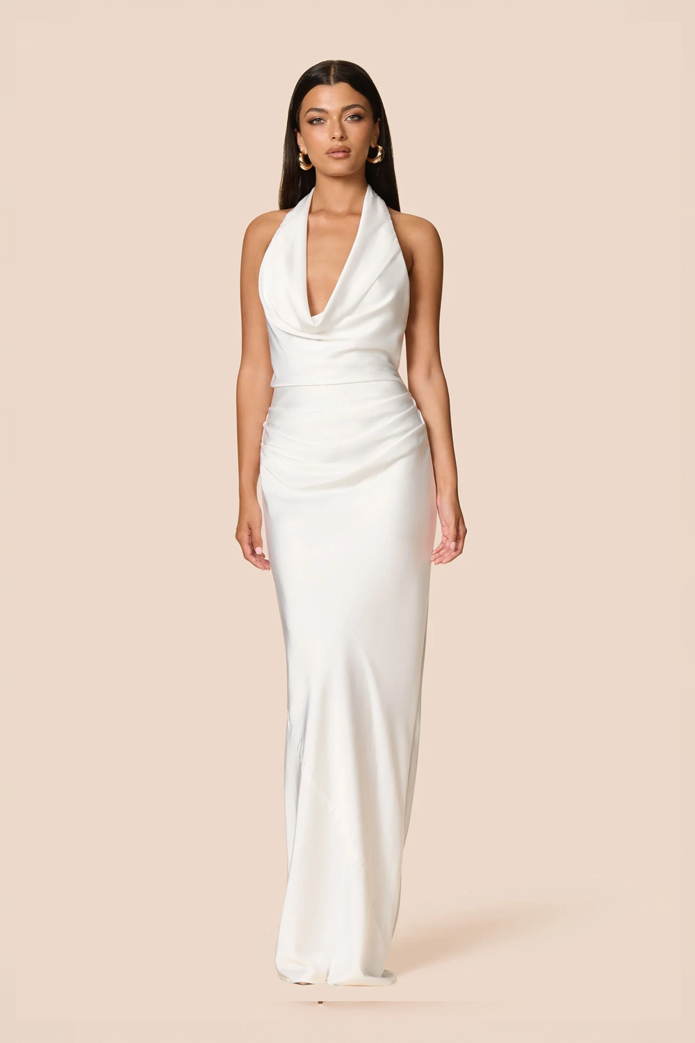 Penelope Cowl Neck Gown Ivory