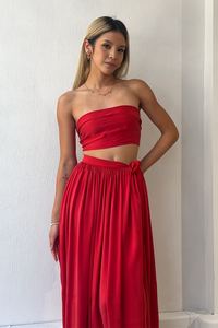 *BUY NOW* Sueded Silk Wrap Two Piece Red (Size OSFM)