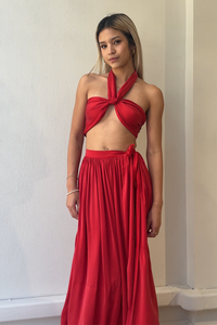 *BUY NOW* Sueded Silk Wrap Two Piece Red (Size OSFM)