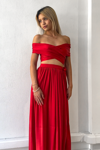 *BUY NOW* Sueded Silk Wrap Two Piece Red (Size OSFM)