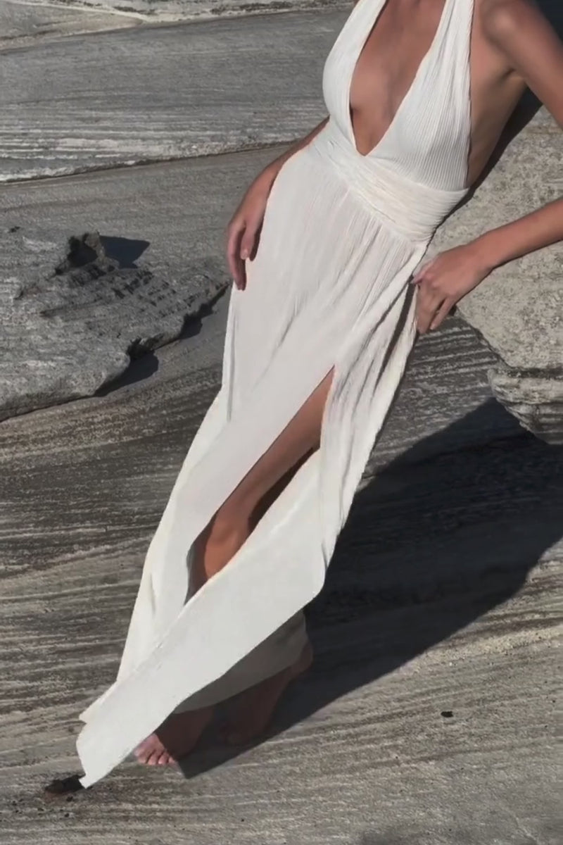 Desiree Halter White Gown