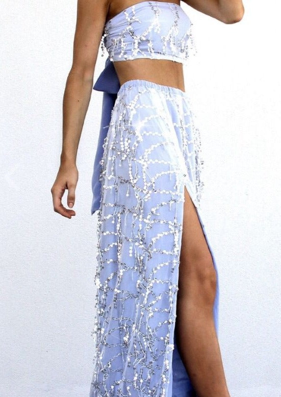 Embellished Silk Two-Piece