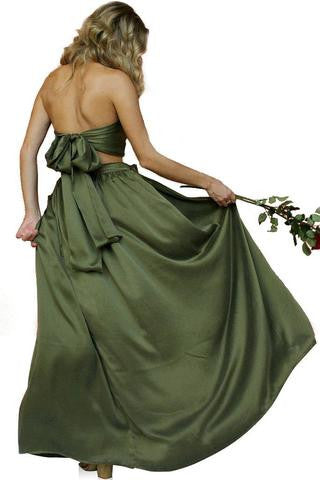 Forest Green Sueded Silk Wrap Two Piece